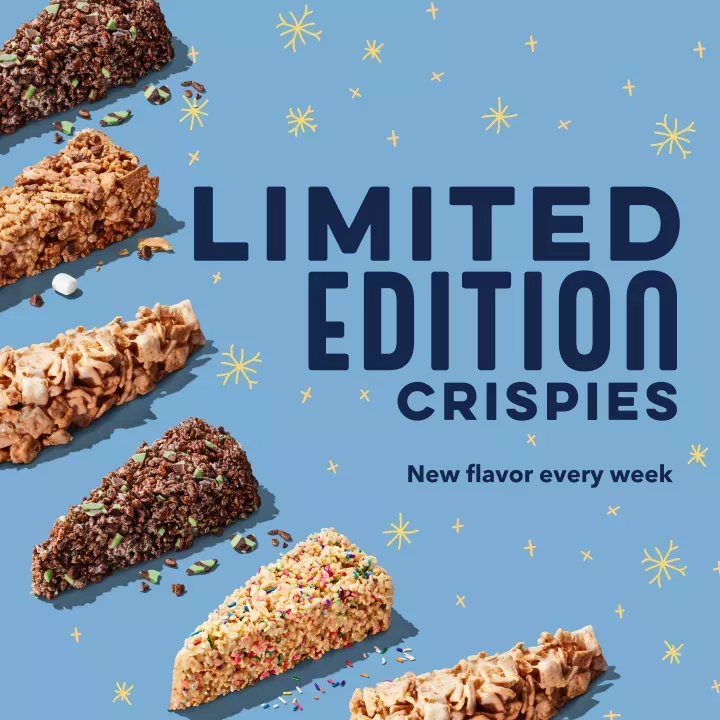 Limited edition crispies. New flavor every week, various crispy flavor images