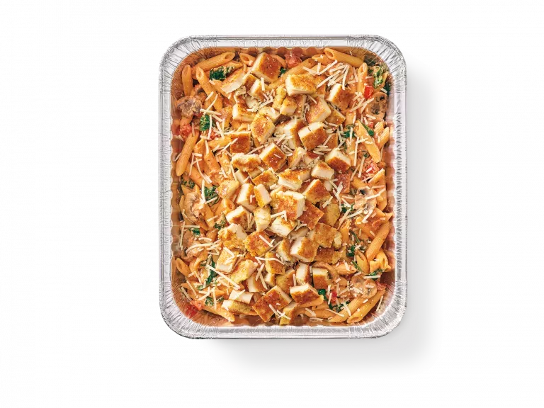 Catering Penne Rosa with Parmesan-Crusted Chicken