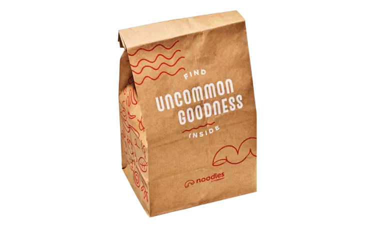 Noodles &amp; Company brown to-go bag
