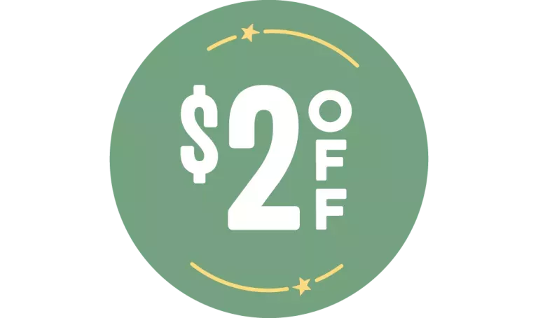 Two dollar off badge icon