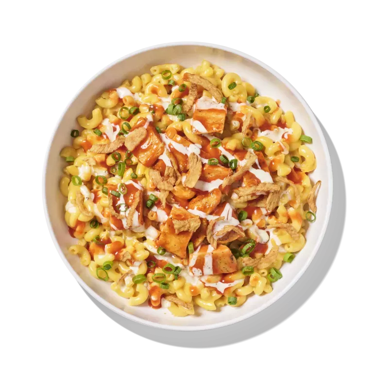 Bowl of buffalo chicken ranch mac