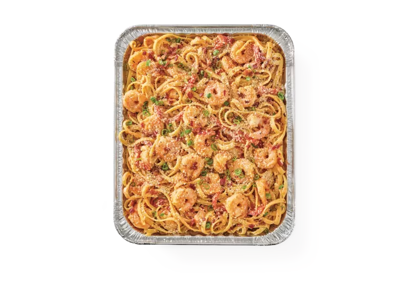 pan of cajun shrimp fettuccine