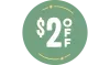 Two dollar off badge icon